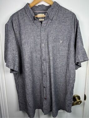Weatherproof Vintage Heathered Gray Linen Cotton Button-Down Shirt Men's XXL